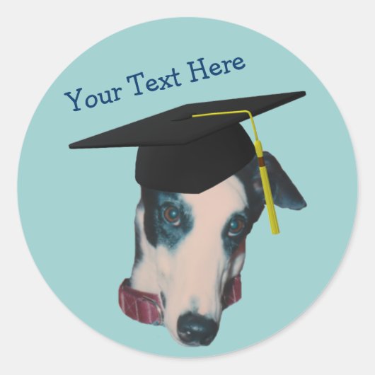 Sticker Rond Gryhound dans le bouchon de graduation Funny Chien (Devant)