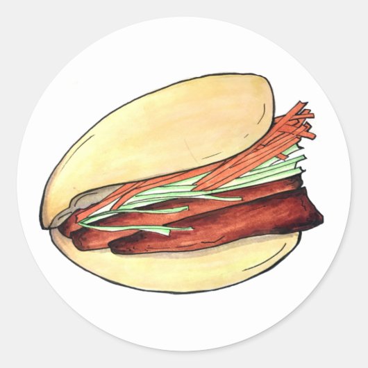 Sticker Rond Gua Bao Pork Belly Bun chinois Taiwan nourriture (Devant)