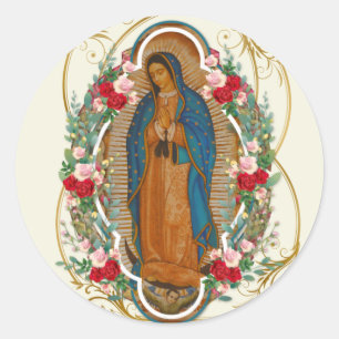 Sticker Rond Guadalupe Vierge Marie Prière espagnole Carte Sain