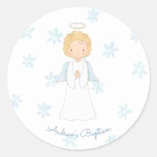 Sticker Rond Guardian Angel Baptême Christening catholique
