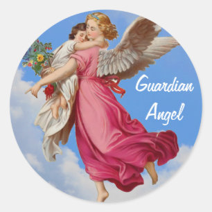 Sticker Rond Guardian Angel Et Enfant Inspiration