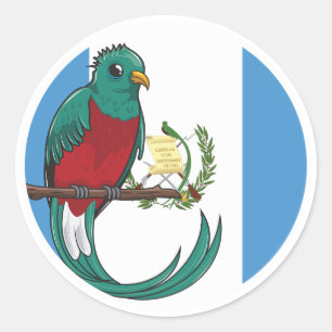Sticker Rond Guatemala Quetzal Guatémaltèque Drapeau animal nat