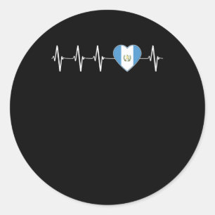 Sticker Rond Guatémaltèque Heartbeat I Love Guatemala Flag He