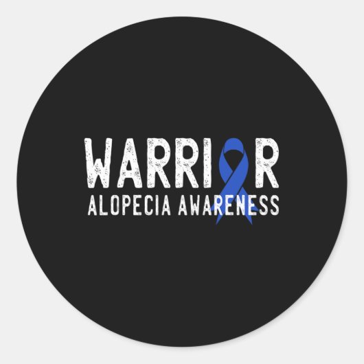 Sticker Rond Guerrier Alopecia Awareness Blue AA Ribbon Support (Devant)