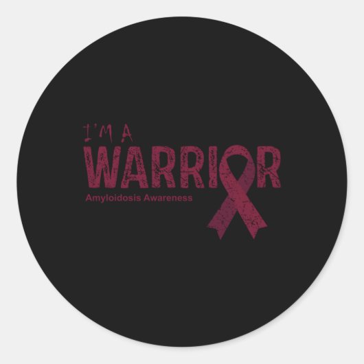 Sticker Rond Guerrier Burgundy Ruban Amyloidose Sensibilisation (Devant)