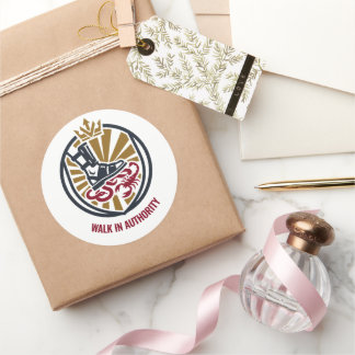 Sticker Rond Guerrier Chrétien Marcher Dans L'autorité Luc 10 1