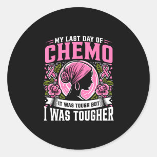 Sticker Rond Guerrier de la chimio dernier jour de chimio cance