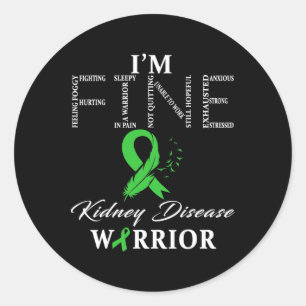 Sticker Rond Guerrier de la maladie du rein Je vais bien