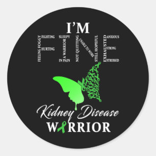 Sticker Rond Guerrier de la maladie du rein Je vais bien 1