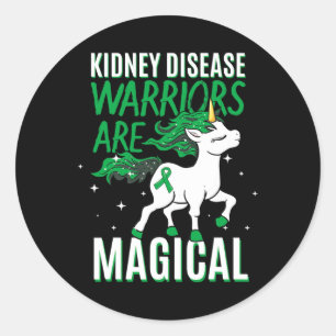 Sticker Rond Guerrier de la maladie Magique Unicorne vert orgue