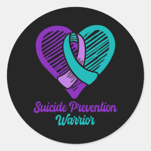 Sticker Rond Guerrier de la prévention du suicide masculin, vio
