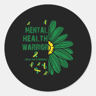 Sticker Rond Guerrier de la santé mentale Sensibilisation à la