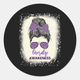 Sticker Rond Guerrier de la sensibilisation au surdosage Cheveu