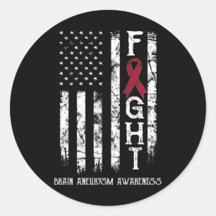 Sticker Rond Guerrier de l'anévrisme cérébral Drapeau américain