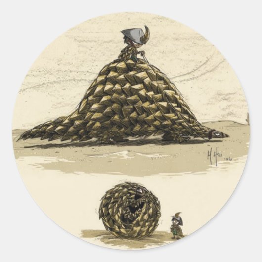 Sticker Rond Guerrier de Pangolin (Devant)