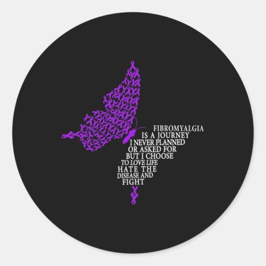 Sticker Rond Guerrier de sensibilisation à la fibromyalgie Sout (Devant)