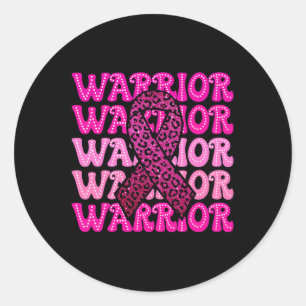 Sticker Rond Guerrier de sensibilisation au cancer du sein rose
