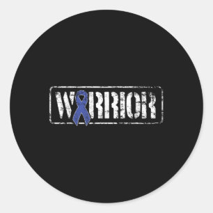 Sticker Rond Guerrier du cancer colorectal - Bleu foncé militai