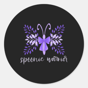 Sticker Rond Guerrier Fibro Lupus Migraine Purple Floral Butter