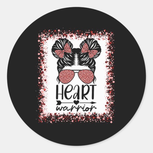 Sticker Rond Guerrier Messy Bun Leopard Sensibilisation aux mal (Devant)