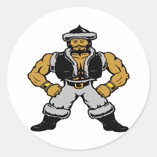 Sticker Rond Guerrier mongol blanc (Devant)