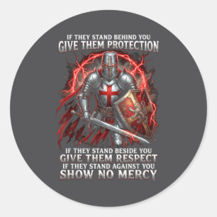 Sticker Rond Guerrier templier protection respect