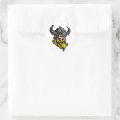 Sticker Rond Guerrier viking avec longue barbe dans un casque (Sac)