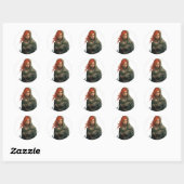 Sticker Rond Guerrière des femmes des terres désolées (Feuille)