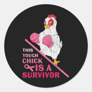 Sticker Rond Guerrière drôle survivante du cancer du sein fille