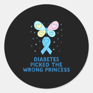 Sticker Rond Guerrière du diabète T1d Papillon Princesse Diabèt