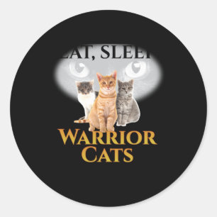 Sticker Rond Guerriers de chats _ Mangez Sommeil Chat Guerrier