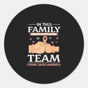 Sticker Rond Guerriers du cancer de l'utérus Personne ne combat