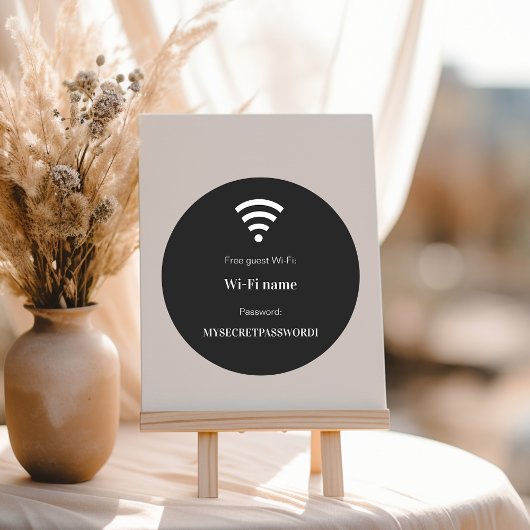 Sticker Rond Guest customer wifi network password black