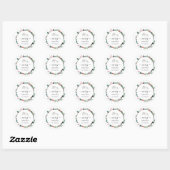 Sticker Rond Gui de Noël botaniques écriture moderne (Feuille)
