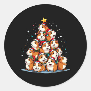 Sticker Rond Guinée Cochon sapin de Noël Funny Cavy Holiday