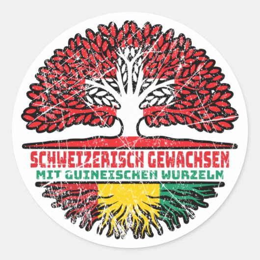 Sticker Rond Guineisch Schweizer Schweiz Baum Wurzel (Devant)