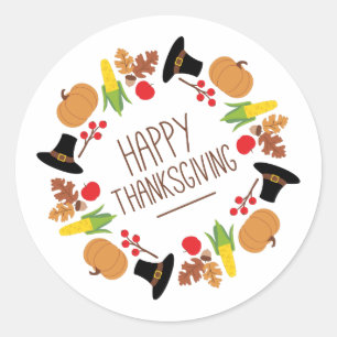 Sticker Rond Guirlande de bon thanksgiving