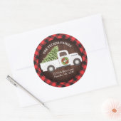 Sticker Rond Guirlande de camion pour un Noël blanc Plaid Adres (Enveloppe)