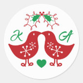 Sticker Rond Guirlande de Noël initiale de gui poussins embrass (Devant)
