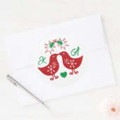 Sticker Rond Guirlande de Noël initiale de gui poussins embrass (Enveloppe)