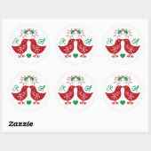 Sticker Rond Guirlande de Noël initiale de gui poussins embrass (Feuille)