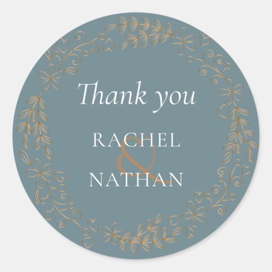 Sticker Rond Guirlande dorée élégante Merci (Devant)