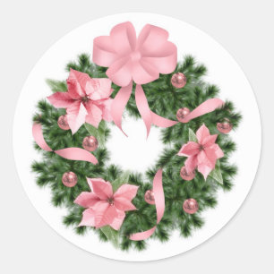 Sticker Rond Guirlande rose de Poinsetta
