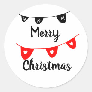 Sticker Rond guirlandes de noël rondes classiques de fête rouge