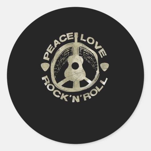 Sticker Rond Guitar Lover | Love Rock'N'Roll (Devant)