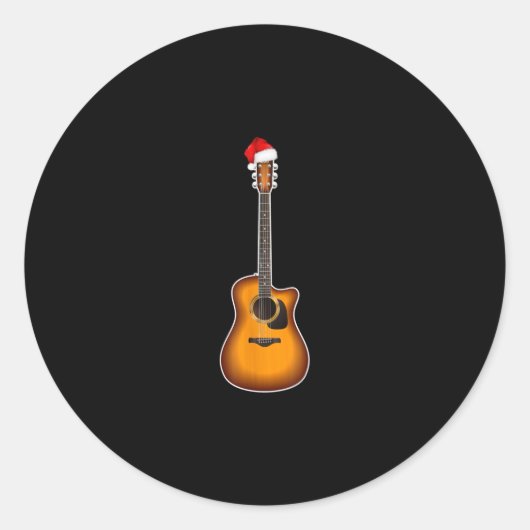 Sticker Rond Guitar Santa Hat (Devant)