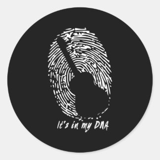 Sticker Rond Guitare Acoustique C'Est Dans Mon Adn Pour Guitari