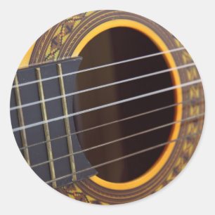 Sticker Rond Guitare Acoustique en Arrière-plan