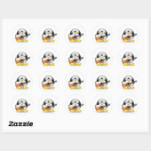 Sticker Rond Guitare acoustique Tux (Linux Tux) (Feuille)
