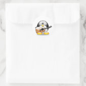 Sticker Rond Guitare acoustique Tux (Linux Tux) (Sac)